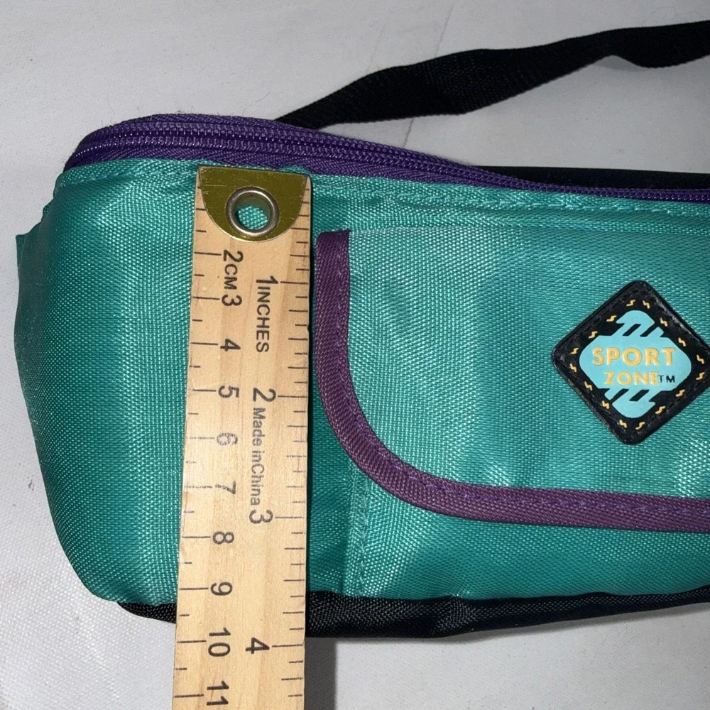 Vintage Sport Zone Fanny Pack Teal Purple 90s Waist Bag Retro Hip Pack